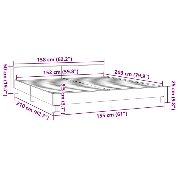 vidaXL Bed Frame without Mattress Dark Grey Queen Fabric