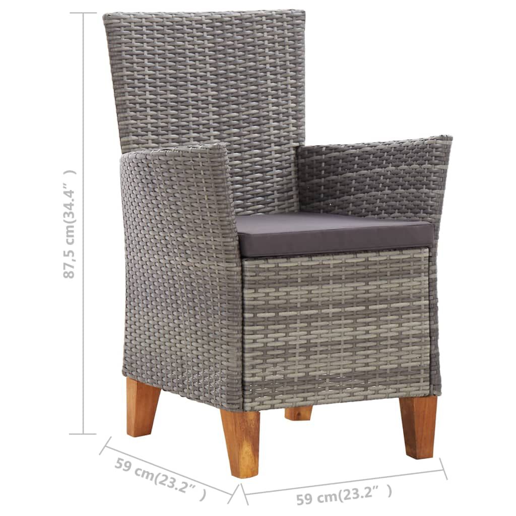 vidaXL 9 Piece Dining Set Poly Rattan and Solid Acacia Wood Grey