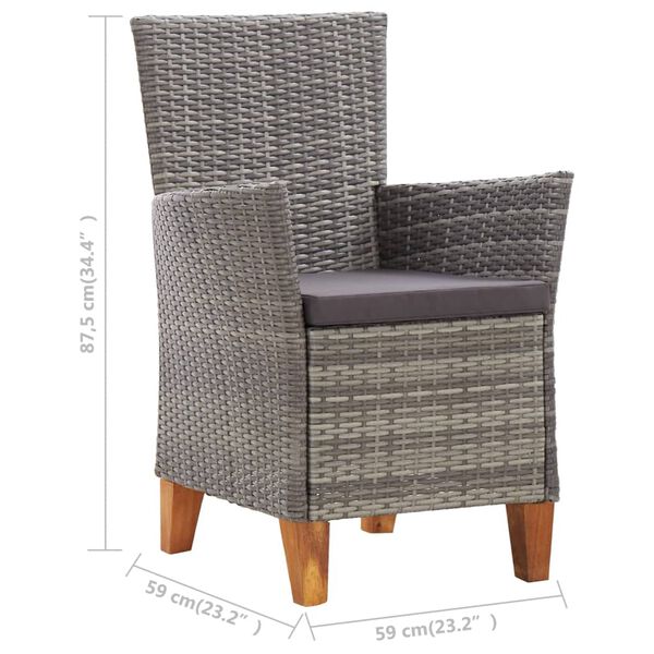 vidaXL 9 Piece Dining Set Poly Rattan and Solid Acacia Wood Grey