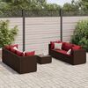 vidaXL 7 Piece Garden Lounge Set with Cushions Brown Poly Rattan