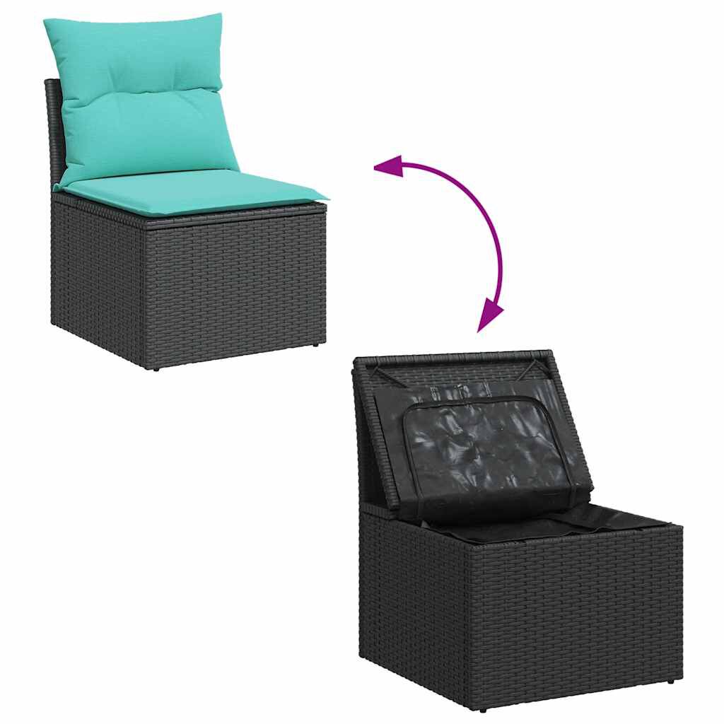 vidaXL 6 Piece Garden Sofa Set with Cushions Black Poly Rattan