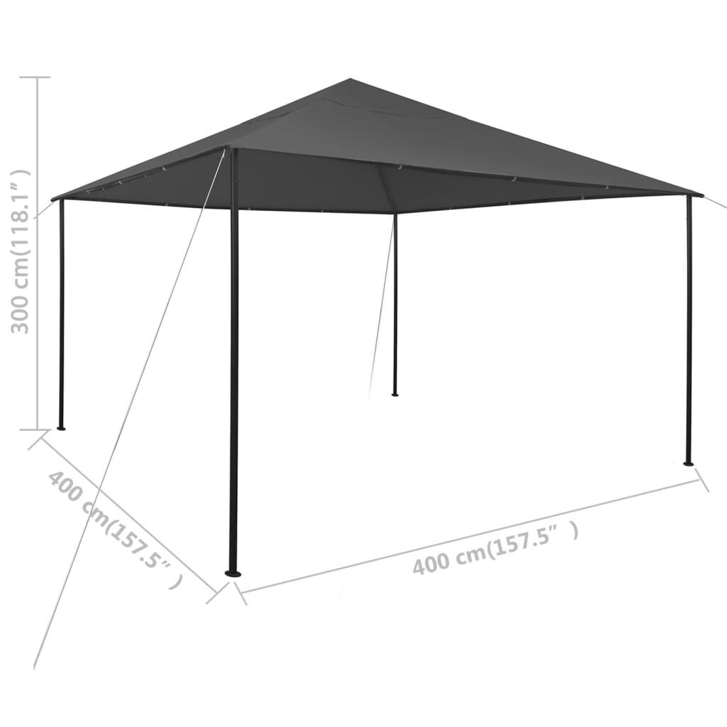 vidaXL Gazebo 4x4x3 m Anthracite 180 g/m²