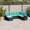 vidaXL 7 Piece Garden Sofa Set with Cushions Black Poly Rattan