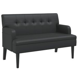 vidaXL Bench with Backrest Black 112x65.5x75 cm Faux Leather