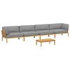 vidaXL Sofa Set with Cushion Plain Manual 5 pcs Grey Solid Acacia Wood