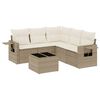 vidaXL 6 Piece Garden Sofa Set with Cushions Beige Poly Rattan