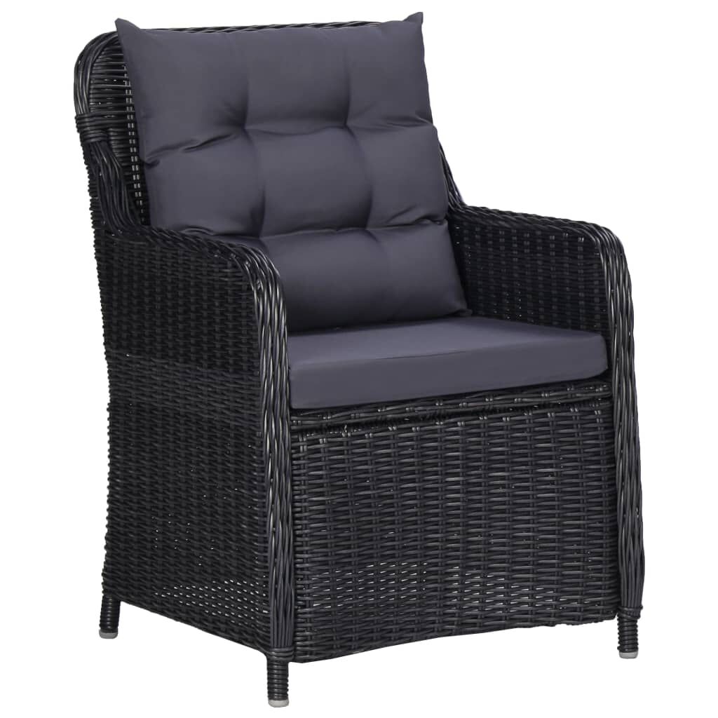 vidaXL 7 Piece Garden Dining Set Poly Rattan Black