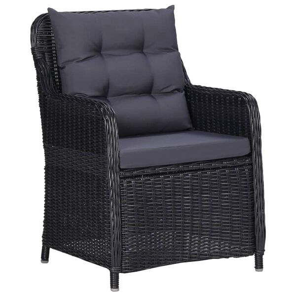 vidaXL 7 Piece Garden Dining Set Poly Rattan Black