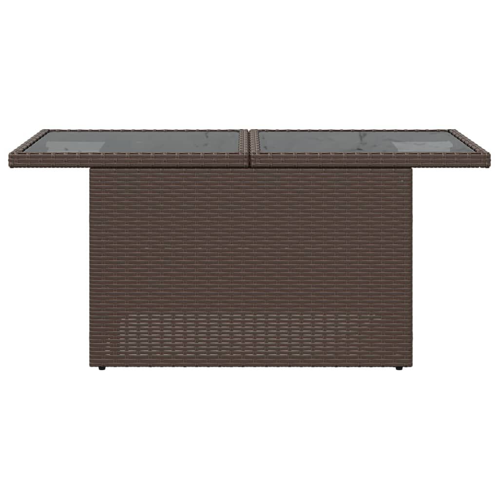 vidaXL Garden Table with Glass Top Brown 100x55x73 cm Poly Rattan