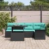 vidaXL Garden Sofa Set with Cushion 6 pcs Black Poly rattan