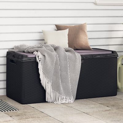 vidaXL Garden Storage Box with Seat Cushion Anthracite 350 L PP