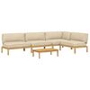 vidaXL Sofa Set with Cushion Plain 5 pcs Beige Solid Acacia Wood