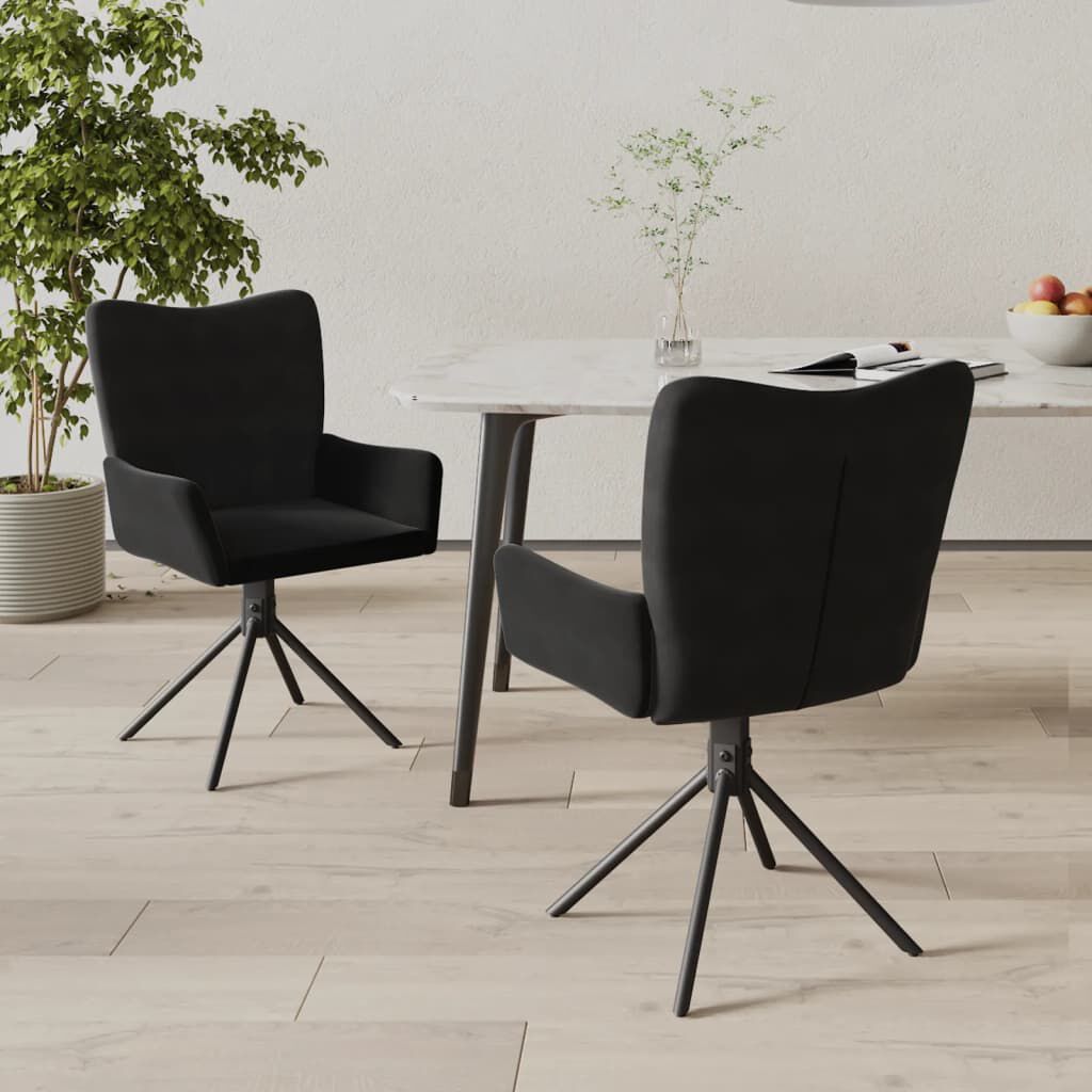 vidaXL Swivel Dining Chairs 2 pcs Black Velvet