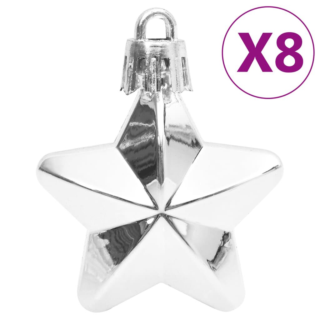 vidaXL 111 Piece Christmas Bauble Set Silver Polystyrene