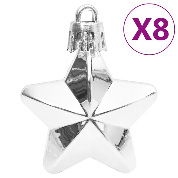 vidaXL 111 Piece Christmas Bauble Set Silver Polystyrene