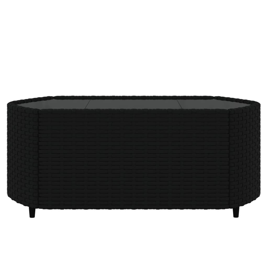 vidaXL 4 Piece Garden Lounge Set with Cushions Black Poly Rattan