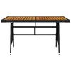 vidaXL Garden Table Black 130x70x72 cm Poly Rattan & Solid Acacia Wood