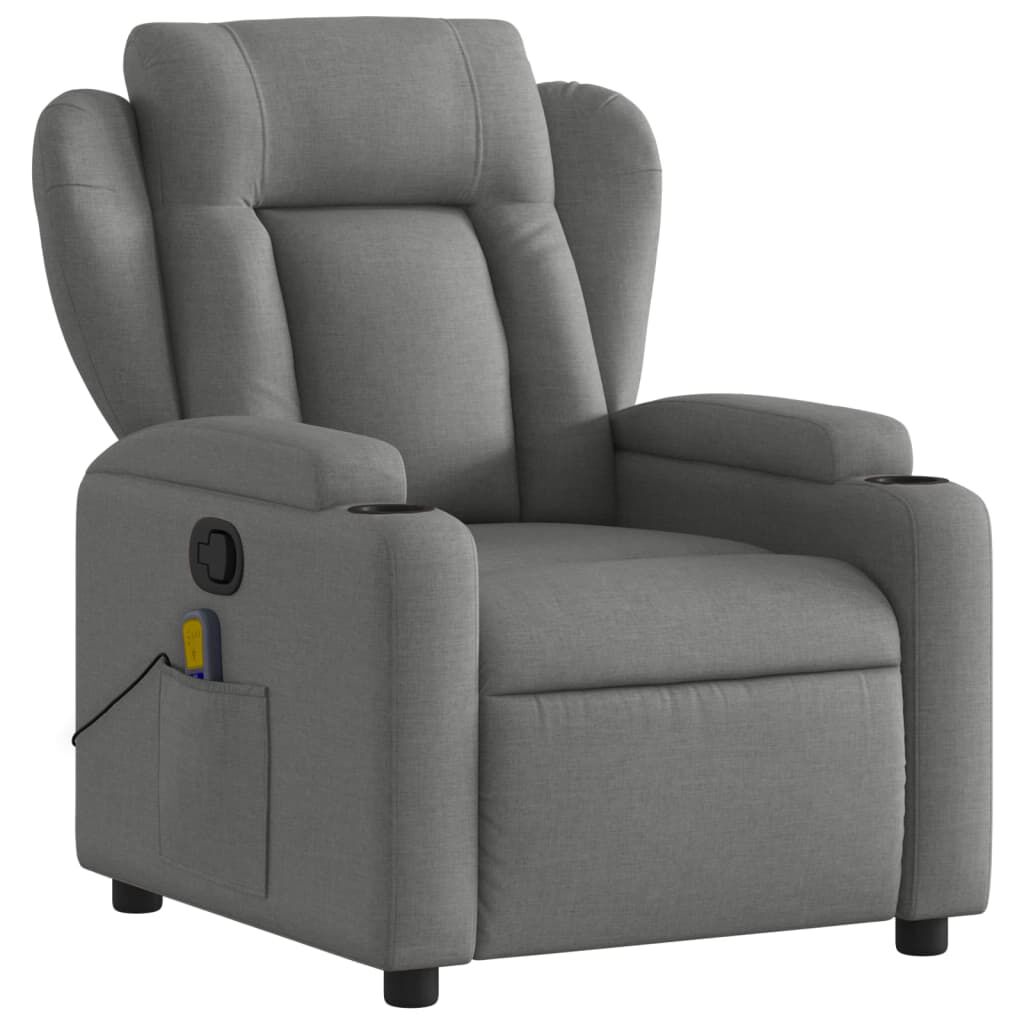 vidaXL Massage Recliner Chair Dark Grey Fabric