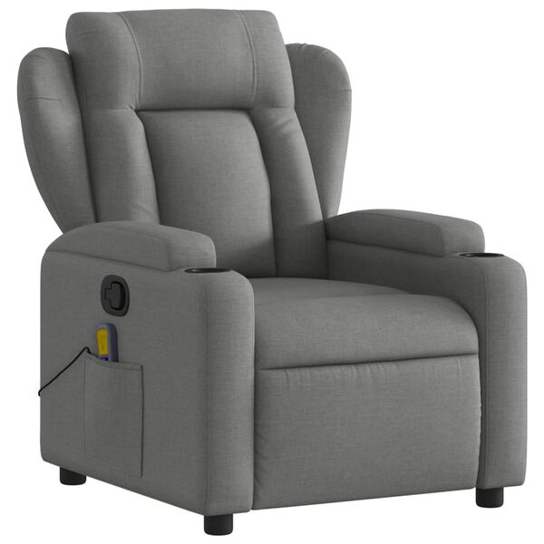 vidaXL Massage Recliner Chair Dark Grey Fabric
