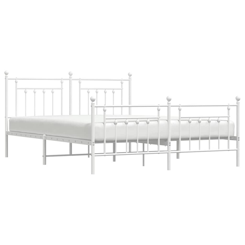 vidaXL Metal Bed Frame without Mattress with Footboard White 183x213cm