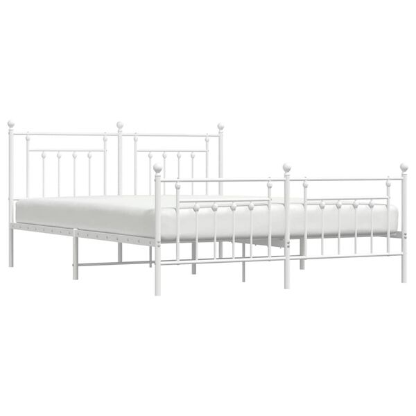 vidaXL Metal Bed Frame without Mattress with Footboard White 183x213cm