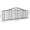vidaXL Arched Gabion Baskets 7 pcs 200x30x60/80 cm Galvanised Iron