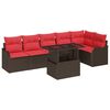vidaXL Garden Sofa Set with Cushion 7 pcs Brown Poly Rattan