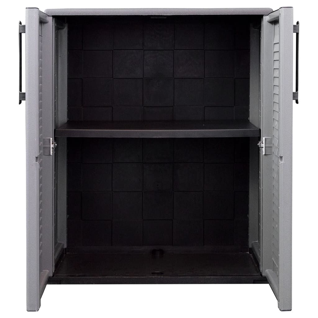 vidaXL Garden Storage Cabinet Grey and Black 68x37x84 cm PP