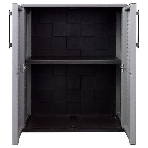 vidaXL Garden Storage Cabinet Grey and Black 68x37x84 cm PP