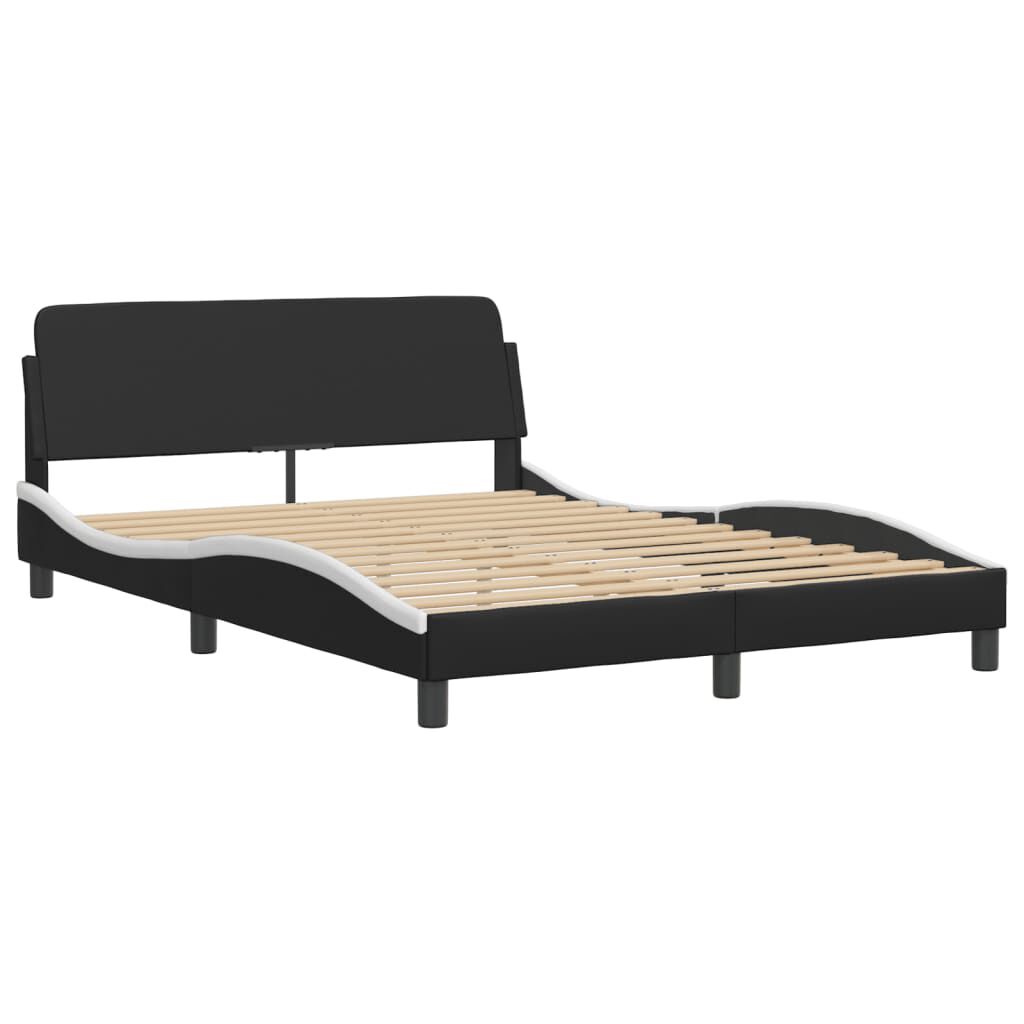 vidaXL Bed Frame with LED without Mattress Black and White 137x187 cm Double