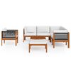vidaXL 8 Piece Garden Lounge Set with Cushions Cream Wood Acacia&Rope