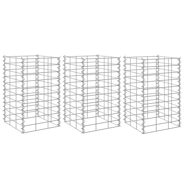 vidaXL Gabion Raised Beds 3 pcs 30x30x50 cm Iron