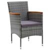 vidaXL Garden Dining Set with Cushion 5 pcs Grey Poly Rattan