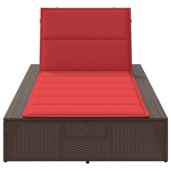 vidaXL Sunbed with Floating Cushion Brown Poly Rattan