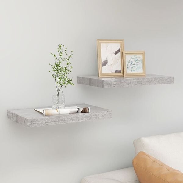 vidaXL Floating Wall Shelves 2 pcs Concrete Grey 50x23x3.8 cm MDF