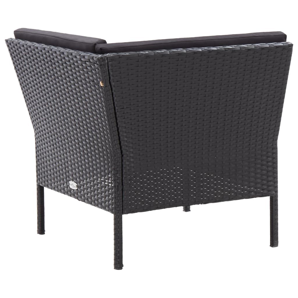 vidaXL 6 Piece Garden Lounge Set with Cushions Poly Rattan Black