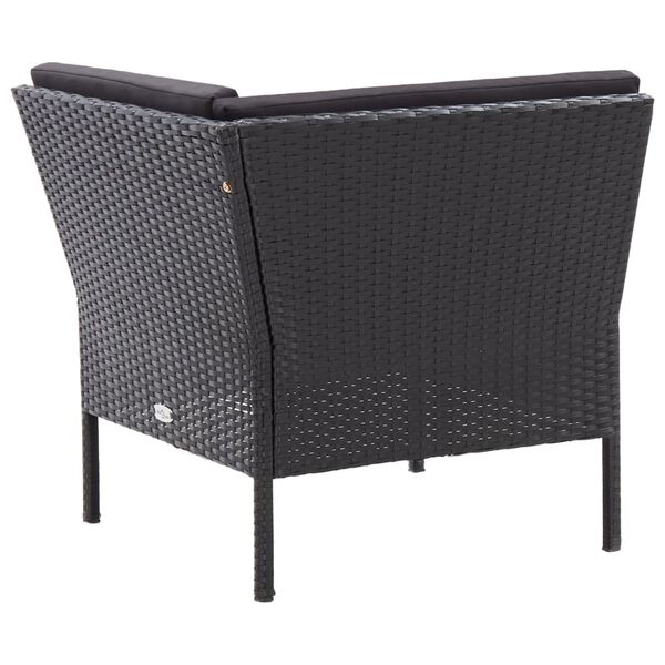 vidaXL 6 Piece Garden Lounge Set with Cushions Poly Rattan Black