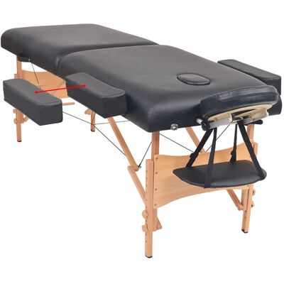vidaXL 2-Zone Folding Massage Table and Stool Set 10 cm Thick Black