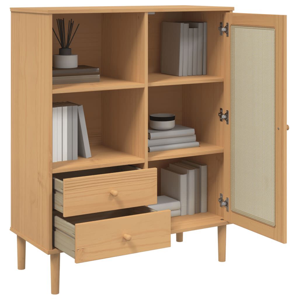 vidaXL Highboard SENJA Rattan Look Brown 90x40x112 cm Solid Wood Pine
