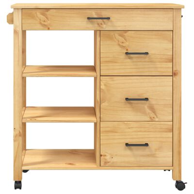 vidaXL Kitchen Trolley MONZA 84x40x90 cm Solid Wood Pine