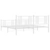 vidaXL Metal Bed Frame without Mattress with Footboard White 193x203cm