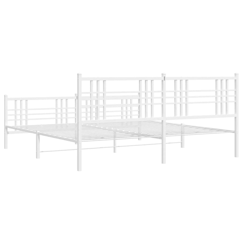 vidaXL Metal Bed Frame without Mattress with Footboard White 193x203cm