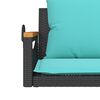vidaXL Swing Bench with Cushions Black 109x62x40 cm Poly Rattan