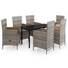vidaXL 7 Piece Garden Dining Set with Cushions Grey