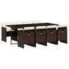 vidaXL 9 Piece Garden Dining Set with Cushions Brown Poly Rattan