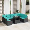 vidaXL Sofa Set with Cushion Manual 10 pcs Grey and Navy Poly Rattan