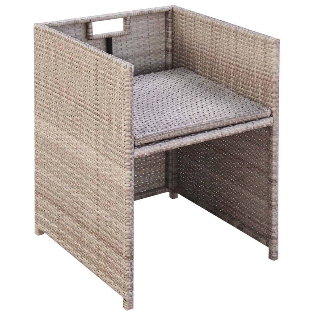 vidaXL 5 Piece Outdoor Dining Set with Cushions Poly Rattan Beige