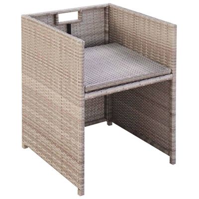 vidaXL 5 Piece Outdoor Dining Set with Cushions Poly Rattan Beige