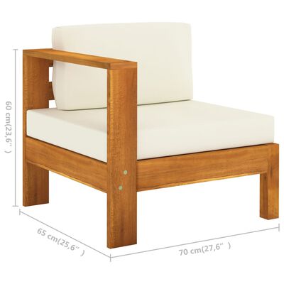 vidaXL Middle Sofa with 1 Armrest Cream White Solid Acacia Wood