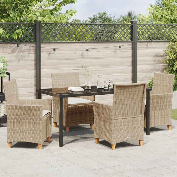 vidaXL Garden Dining Set 5 pcs Beige Poly Rattan